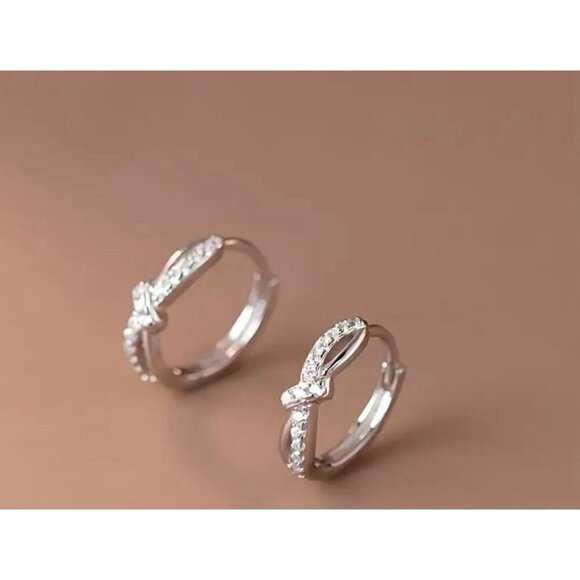 Sterling Silver Bow Earrings - Picture 2 of 3